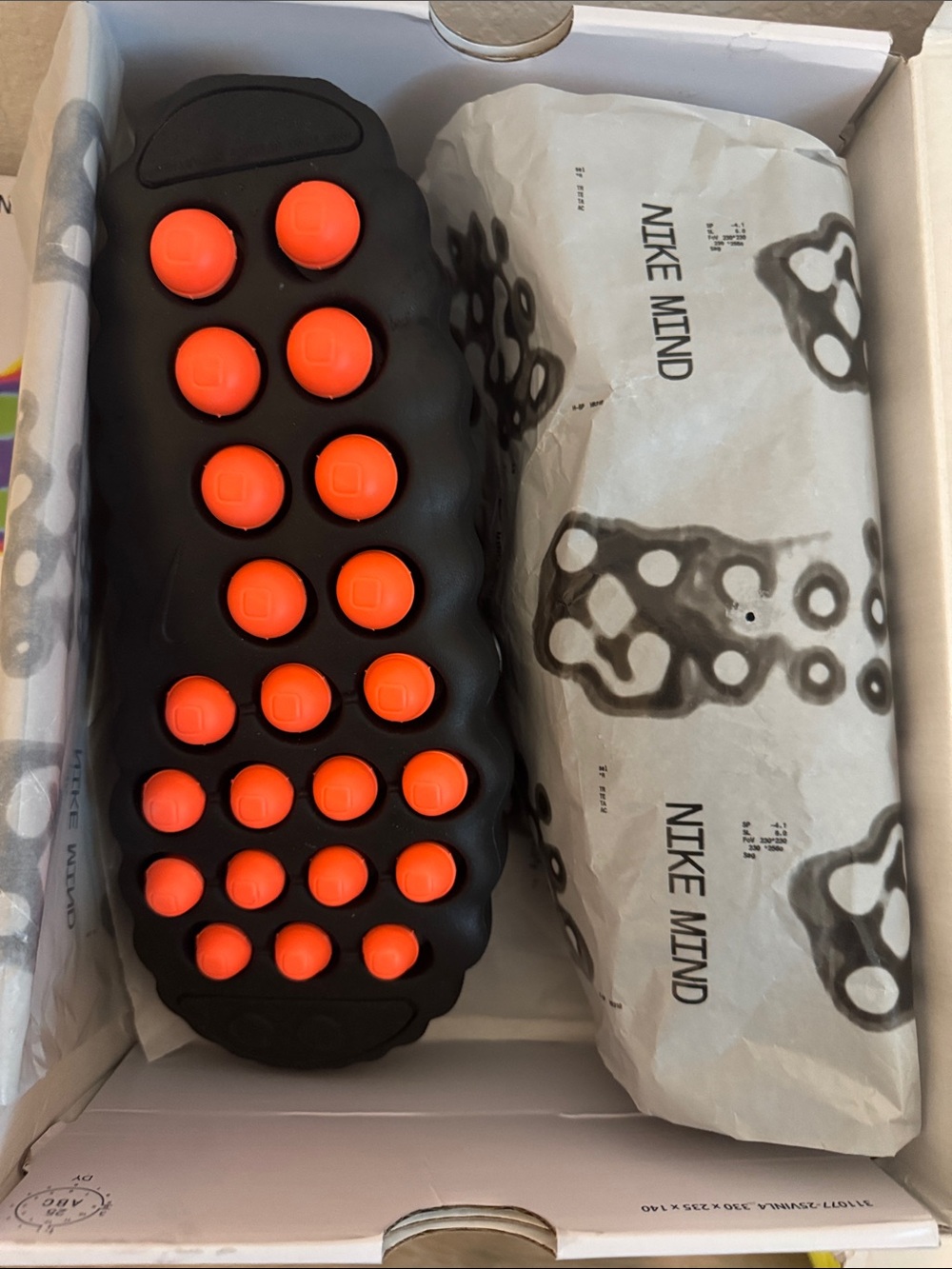 Nike Mind 001 Black Slide with White Swoosh and Orange Footbed Accents - Picture 4 of 5